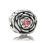 Pandora bedel roos met steentje, Ophalen of Verzenden, Zo goed als nieuw, Zilver, Pandora
