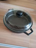 Aluminium pan 32cm met glazen deksel, Keramische plaat, Aluminium, Ophalen of Verzenden, Zo goed als nieuw