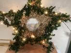 Rotan kerstster met decoratie en verlichting,90 cm doorsnee, Ophalen
