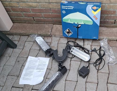 te koop 3 lampen parasol verlichting, Tuin en Terras, Parasols, Nieuw, Overige typen, Minder dan 1 meter, Kantelbaar, Verstelbaar