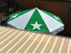 Heineken horeca parasol 3 meter doorsnee 8 hoeken wit/groen, Tuin en Terras, Parasols, Kantelbaar, Stokparasol, Zo goed als nieuw