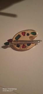 Kunstenaarspalet Broche - Goudkleurig & Kleurrijk, Sieraden, Tassen en Uiterlijk, Broches, Overige materialen, Minder dan 4 cm