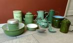 Vintage groene emaille keukenset, Antiek en Kunst, Antiek | Emaille, Verzenden