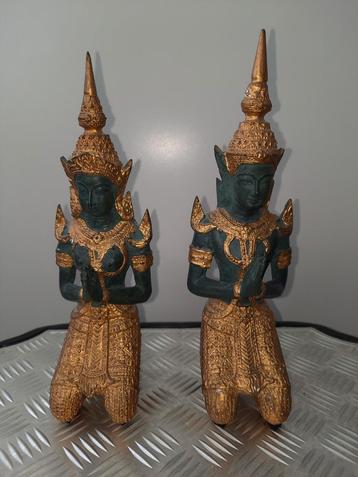 2x brons bronzen Gardians beeldje, gekocht in Thailand