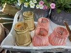 5 kleine prachtige oude Franse Brocante klem lampenkapjes, Ophalen of Verzenden, Gebruikt, Rond, Minder dan 25 cm