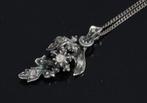 Roos diamanten bloem hanger zilveren ketting antiek gourmet, Sieraden, Tassen en Uiterlijk, Antieke sieraden, Ophalen of Verzenden