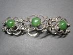 Antiek jade armband Art Deco design zilver, Ophalen, Zilver, Armband, Met edelsteen