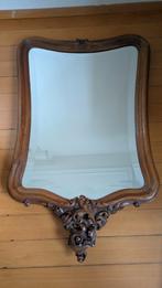 Houten bewerkte oude Franse spiegel  kaptafel geslepen glas, Ophalen of Verzenden, Gebruikt, Rechthoekig, Minder dan 100 cm