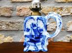 Delftsblauw olielampje met handvat met bootjes beschilderd, Antiek en Kunst, Ophalen of Verzenden