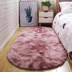 Donker Roze Ovaal Hoogpolig Vloerkleed / Kleed Tapijt Mat, Verzenden, Nieuw, Ovaal