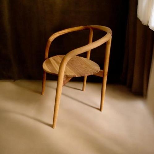 Houten curved stoel met ronde zitting (meerdere stuks), Antiek en Kunst, Antiek | Meubels | Stoelen en Banken, Ophalen