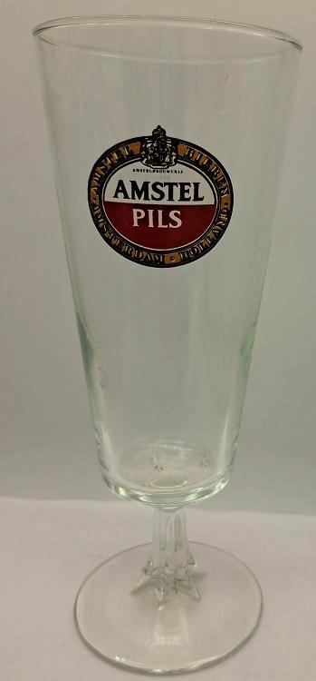 Amstel Pils Bierglas op voet, Verzamelen, Biermerken, Gebruikt, Glas of Glazen, Amstel, Ophalen of Verzenden