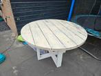 Degelijke ronde tafel voor buiten of binnen met stalen poot, Tuin en Terras, Ophalen, Gebruikt, Rond, Overige materialen