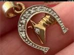 Prachtige vintage gouden hanger hoefijzer 8 diamanten 18 k, Verzenden, Zo goed als nieuw, Met edelsteen, Goud