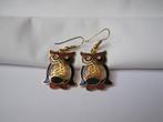 Oorbellen uil/ cloisonné emaille hangers, Sieraden, Tassen en Uiterlijk, Oorbellen, Verzenden, Zo goed als nieuw, Overige materialen