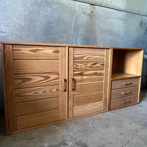 Deens design jaren 70 80 grenen dressoir en ladenkast, Huis en Inrichting, Kasten | Ladekasten, Gebruikt, Minder dan 100 cm, 150 tot 200 cm