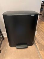 Brabantia pedaalemmer mat zwart 2x 30 liter, Ophalen, Minder dan 50 cm