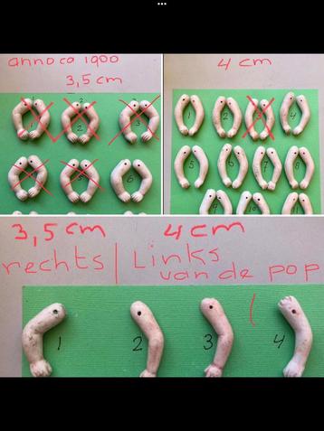 🌿 Pop,”KLEINE ANTIEK PORSELEINEN POPPENARMPJES”🌿€10 p.p beschikbaar voor biedingen
