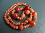 Agaten ketting met oplopende / aflopende kralen streepagaat, Verzenden, Overige materialen, Ketting, Met edelsteen