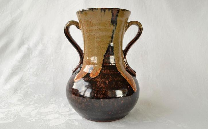Aardewerk Vaas met druipend asglazuur – Tamba-Tachikui Japan, Antiek en Kunst, Antiek | Vazen, Ophalen of Verzenden
