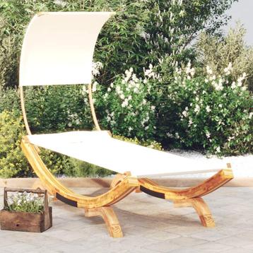 AANBIEDING | Loungebed met luifel massief hout creme! GRTS B beschikbaar voor biedingen