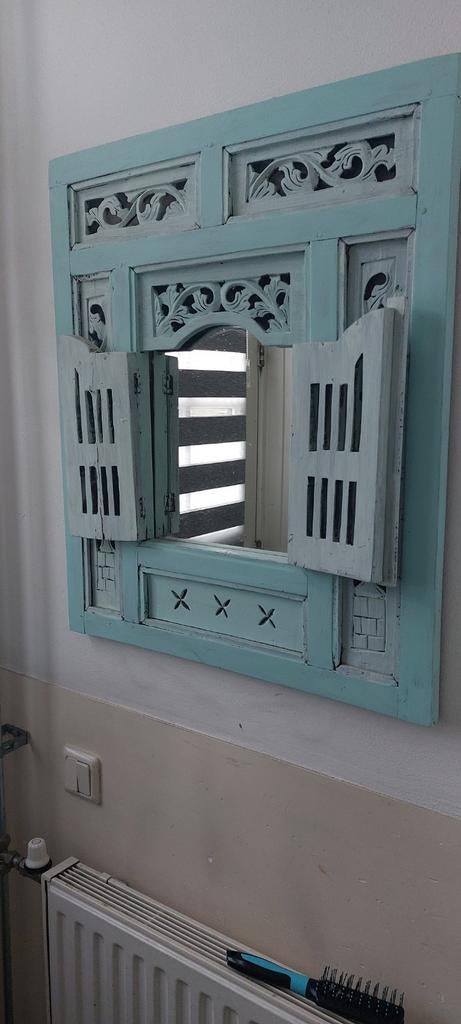 Koloniale ibizastyle india spiegel, Huis en Inrichting, Woonaccessoires | Spiegels, 50 tot 75 cm, Minder dan 100 cm, Rechthoekig