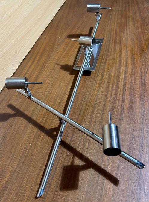 Plafondarmatuur RVS met 4 spots en zwenkarm, Huis en Inrichting, Lampen | Plafondlampen, Zo goed als nieuw, Metaal, Ophalen