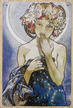 Alphonse Mucha La Lune 1902 Kunst Metalen Wandbord, Huis en Inrichting, Verzenden, Nieuw