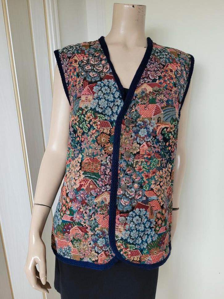 Vintage Goblin gilet maat 38/M tapestry, Kleding | Dames, Truien en Vesten, Zo goed als nieuw, Maat 38/40 (M), Blauw, Ophalen of Verzenden