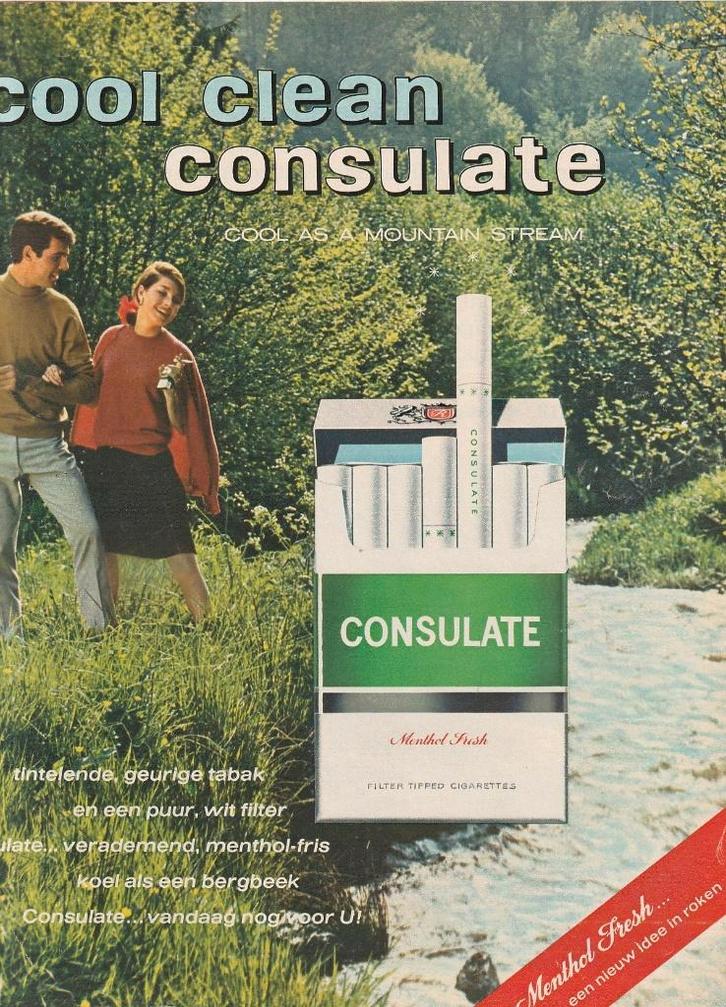 Retro reclame 1970 Consulate sigaretten tintelend geurend, Verzamelen, Retro, Overige typen, Verzenden