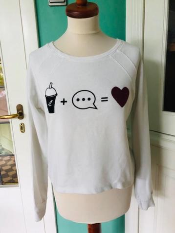 Crėme katoenen sweater met print van Bershka maat S. beschikbaar voor biedingen
