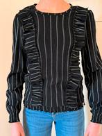 Nieuw. Zwarte gestreepte blouse met ruches - LOOXS, Meisje, Overhemd of Blouse, Nieuw, Ophalen of Verzenden