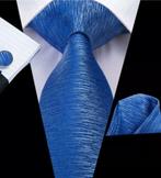 100% zijden stropdas pochet manchetknopen effen Blauw NIEUW, Kleding | Heren, Stropdassen, Nieuw, Blauw, Ophalen of Verzenden