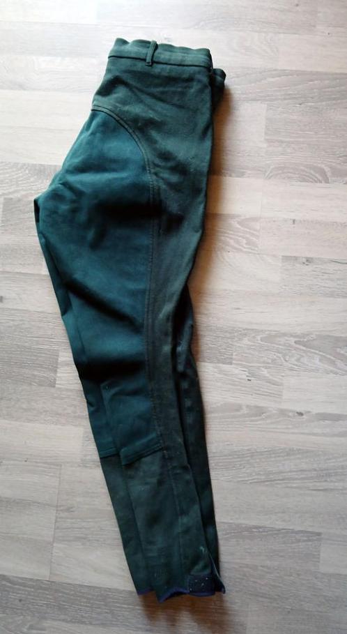 donkergroene rijbroek met volledig 3/4 lederen zitvlak, Dieren en Toebehoren, Paardrijkleding, Zo goed als nieuw, Dames, Bovenkleding