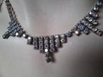 Fraai zilveren (835) vintage collier met regenboog kristal, Met kristal, Verzenden, Nieuw, Zilver