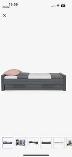 Woood Dennis bed met lade grijs, Ophalen, 85 tot 100 cm, Zo goed als nieuw, Matras