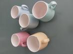 5 Vintage bolle buikbekers jaren '50, Gebruikt, Ophalen of Verzenden, Effen, Kop(pen) en/of Schotel(s)