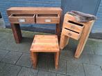 Teakhouten side tabel, Zo goed als nieuw, Minder dan 100 cm, Hout, 50 tot 100 cm