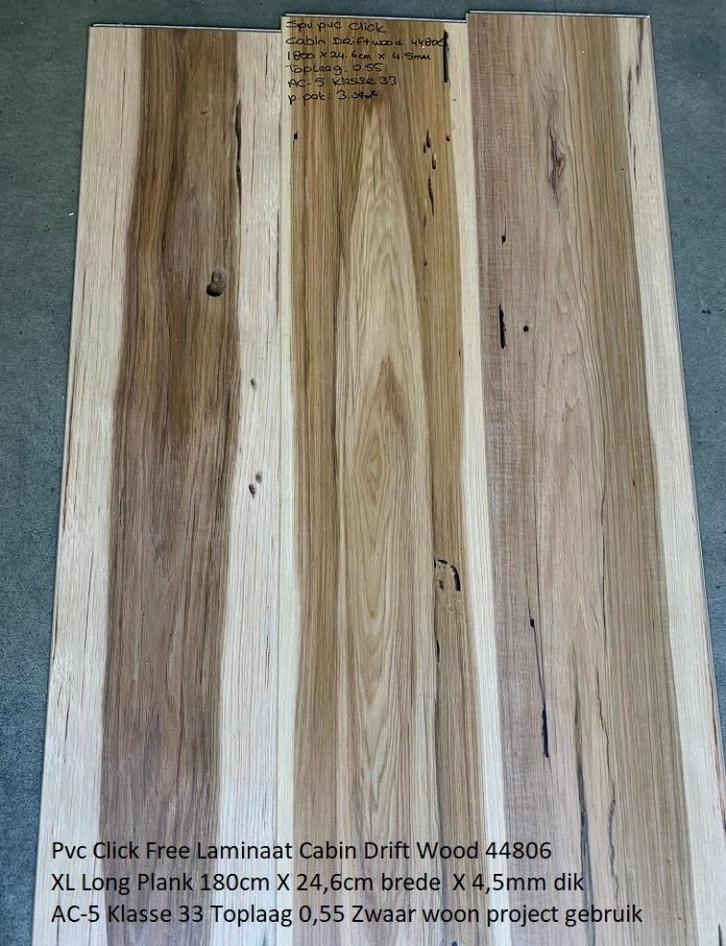 Pvc click  €13,95p/m2 Laminaat Cabin Wood maple plank 4,5mm, Huis en Inrichting, Stoffering | Vloerbedekking, Nieuw, Laminaat