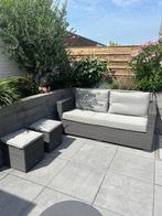 Loungebank met Soltex kussens + 2 krukjes, Ophalen, Life, 3 zitplaatsen, Zo goed als nieuw