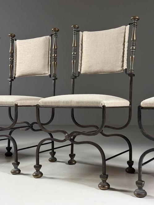 Set van 4 Italiaanse Savonarola Chairs 1900, Antiek en Kunst, Antiek | Meubels | Stoelen en Banken, Ophalen