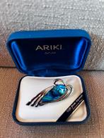Vintage ARIKI Broche met Parelmoer, Overige materialen, 4 tot 7 cm, Blauw, Ophalen of Verzenden