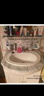 Vintage marmer planchet incl Zeepbakje + Tandenborstelhouder, Huis en Inrichting, Badkamer | Badtextiel en Accessoires, Ophalen