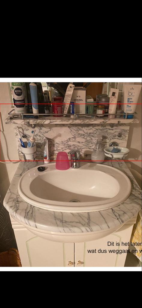 Vintage marmer planchet incl Zeepbakje + Tandenborstelhouder, Huis en Inrichting, Badkamer | Badtextiel en Accessoires, Gebruikt