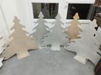 5 stuks houten, zilver gespoten kerstbomen, zeer decoratief, Ophalen