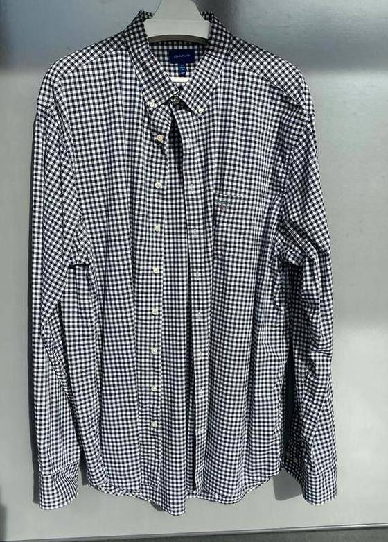 Gant overhemd XXXL zwart/wit ruit lange mouwen, Kleding | Heren, Overhemden, Zo goed als nieuw, Overige halswijdtes, Zwart, Verzenden