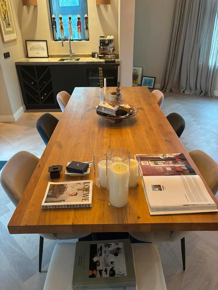 Goossens eettafel, Huis en Inrichting, Complete eetkamers, Zo goed als nieuw, 6 tot 8 stoelen, Ophalen