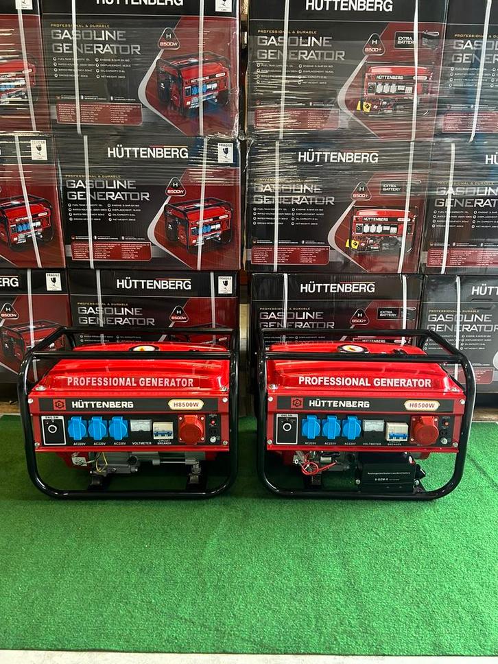Nieuwe Huttenberg 230/380V benzine aggregaten, Doe-het-zelf en Verbouw, Aggregaten, Nieuw, Benzine, Minder dan 5 kVA, Elektrisch startend