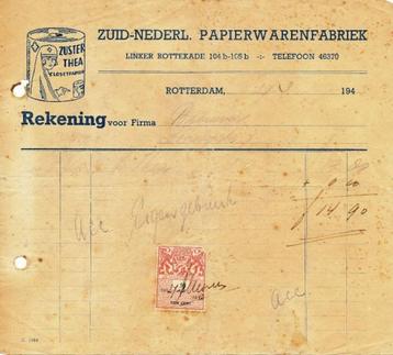 Declaratie van:Zuid-Ned Papierwarenfabr met 10c Fiscaalzegel beschikbaar voor biedingen