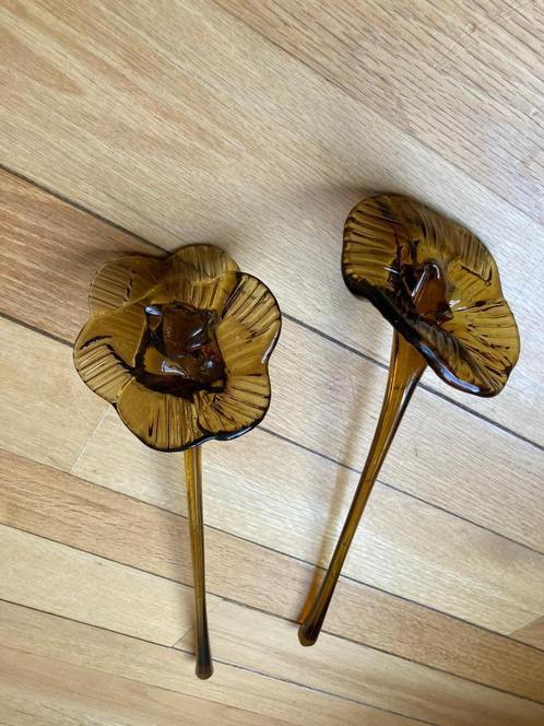 Twee unieke glazen Bohemen bloemen Ambachtelijk gemaakt, Antiek en Kunst, Antiek | Glas en Kristal, Ophalen of Verzenden